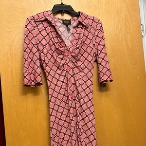 Shelli Segal Pink and Black Patterned Dress